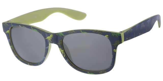 Børne Solbrille Gul med Dino print og sorte glas