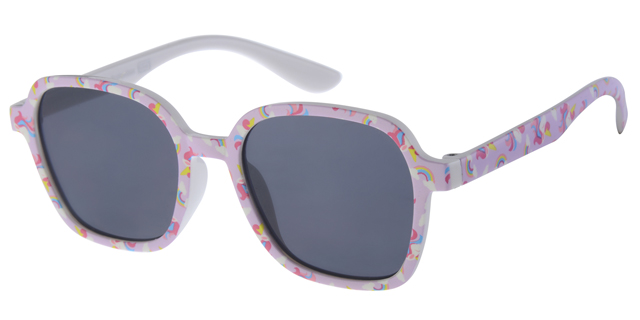 Børne Solbrille Lilla rødt  - hvidt print og Sorte glas