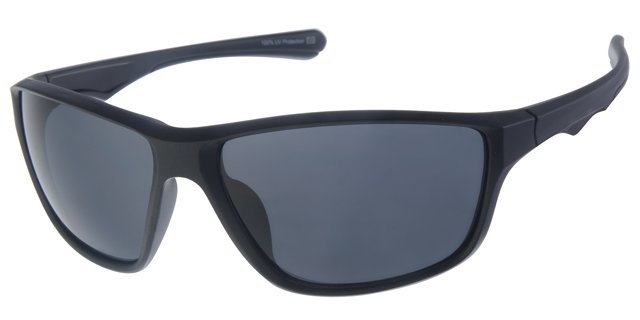 Sportsbrille mat sort med grøn dekoration og sorte glas