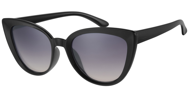 Solbrille Dame blank sort stel med graduerede sorte glas