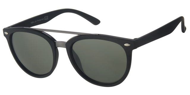 Solbrille Dame sorte stel med gun bro og sølv dekoration samt grønne glas