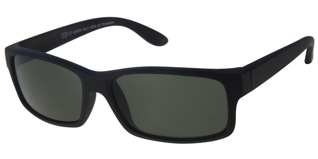 Solbrille klassisk herre mat sort stel samt grønne glas