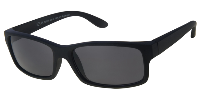 Solbrille klassisk herre mat sort stel samt sorte glas