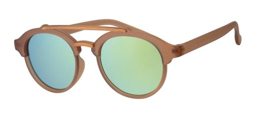 [505138-26010] Børne Solbrille gummi belagt transperant brun med guld spejl glas