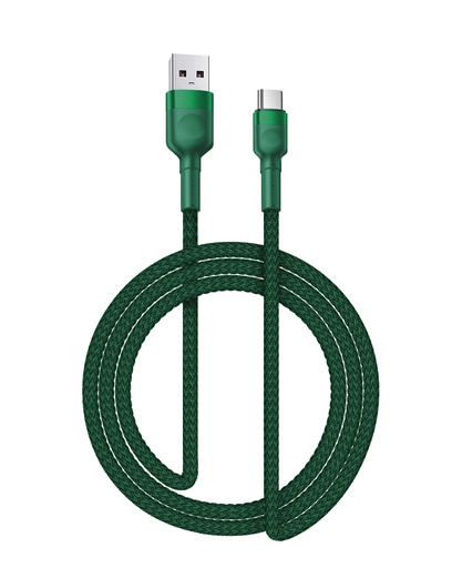 [805779] USB-C til USB A kabel 2.0 meter Flettet Grøn 2,4 AmP