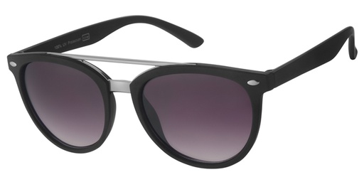 [404427-40419] Solbrille Dame sorte stel med gun bro og sølv dekoration samt graduerede sorte glas