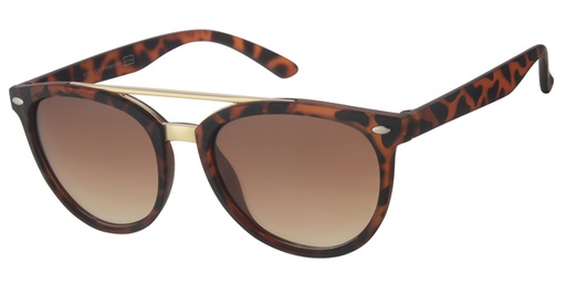 [404428-40419] Solbrille Dame leopard brun stel med guld bro og sølv dekoration samt graduerede brune glas